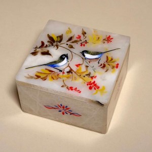جعبه سنگ مرمر (10*10) گل و مرغ پرکار