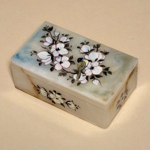 جعبه سنگ مرمر (6*10) گل و مرغ پرکار