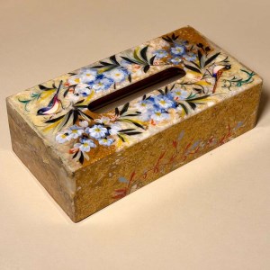 جعبه سنگ مرمر دستمال گل و مرغ پرکار