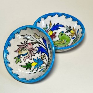 کاسه سفالی آبگوشت‌خوری نقاشی زیرلعابی سنتی