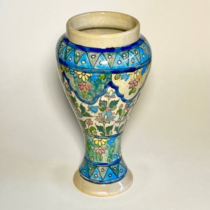 گلدان شاهی سفالی نقاشی زیرلعابی سنتی 