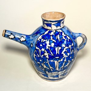 پارچ سفالی نقاشی زیرلعابی سنتی لاجورد