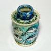 گلدان قدیمی استوانه لبه‌دار سفالی حوض ماهی