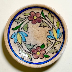 نعلبکی/دیوارکوب سفال نقاشی گل و بوته زیرلعابی سنتی