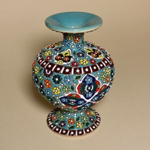 گلدان میناکاری روی سفال فرم شاهی 