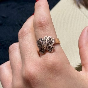 انگشتر مس قلم زنی ریزه قلم پروانه