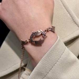 دستبند مس قلم زنی ریزه قلم چهارماهی